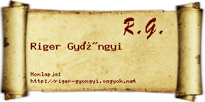 Riger Gyöngyi névjegykártya